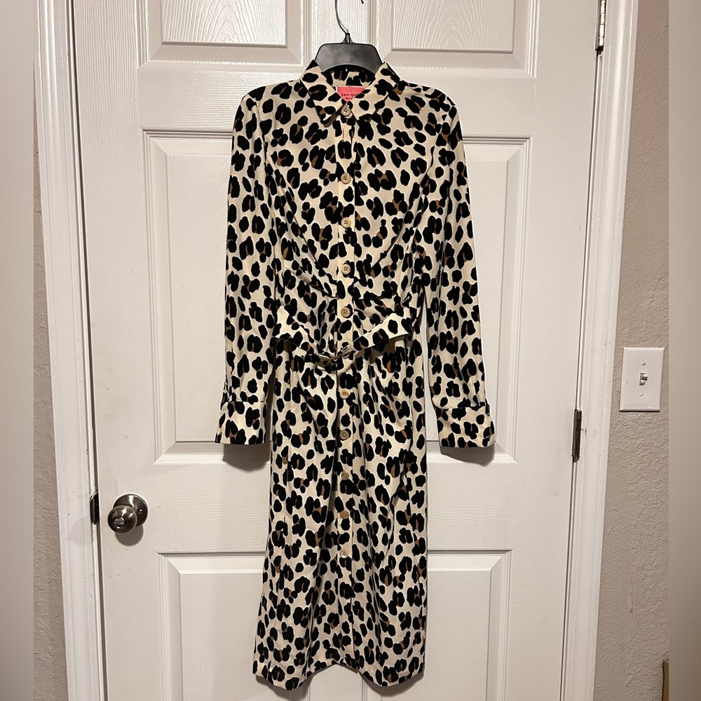 Women’s size 2 Kate Spade Leopard Print 2160/84A Midi length dress mid sleeve